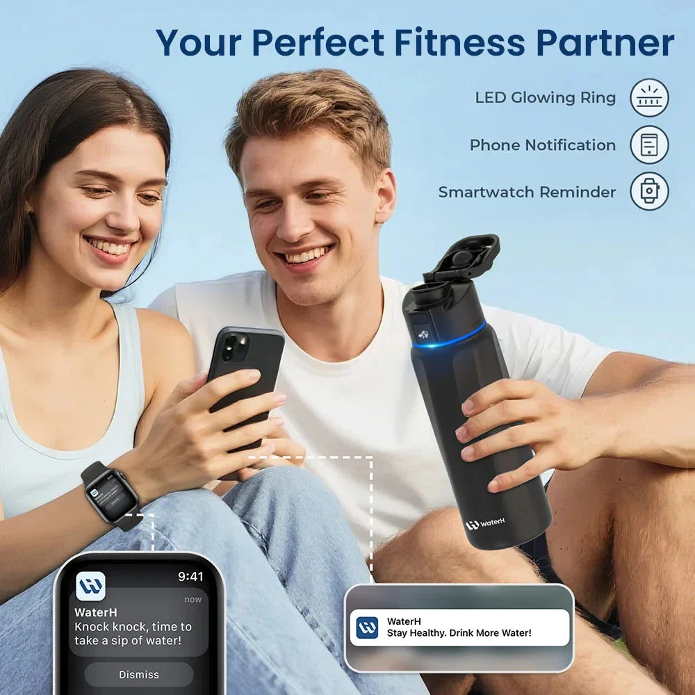WaterH Boost Smart Water Bottle: 24 oz Hydration Tracker with APP & Insulation - Image 47